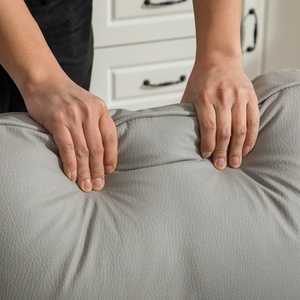 <span class=keywords><strong>Fauteuil</strong></span> pivotant moderne rembourré avec rangement dissimulé, <span class=keywords><strong>accoudoirs</strong></span> en tissu technique, chaise de détente pour salon en gris - Product Image 5