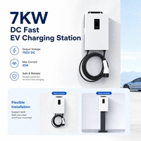 Station de recharge murale DC 7 kW OCPP1.6, chargeur mural DC commercial pour véhicules électriques avec lecteur de carte RFID et câble en cuivre de 5 m