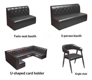 Conjunto de Sillas y Sofá Seccional de Cuero Estilo Retro con Mesa para Muebles de Restaurante Comercial, Cafetería, Bistro, Proyectos Hoteleros - Product Image 6