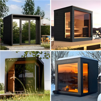 Sauna Exterior Moderna de Madera Sólida Hemlock, 3x2x2m, para 4-6 Personas, Resistente a la Intemperie, para Gimnasio y Villa