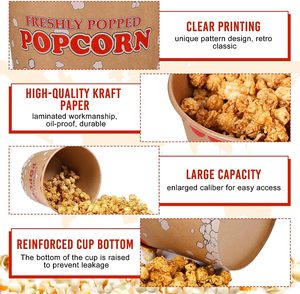Cubos de palomitas de maíz desechables de 85oz, contenedor de palomitas de maíz de papel resistente a la grasa grande, tazas de palomitas de maíz <span class=keywords><strong>Vintage</strong></span> - Product Image 3