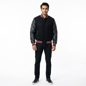 2025 Trendy Varsity Letterman <b>Jackets</b> <b>Men</b> OEM Custom College <b>Baseball</b> Bomber Stand Collar Front Logo Breathable Winter - Product Image 1