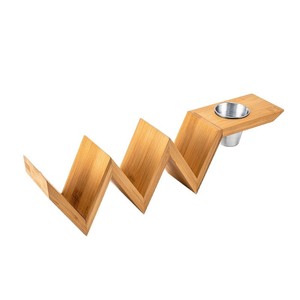Wooden Wavy Tortilla Stand With <b>Sauce</b> Bowl Portable Taco Holder For Picnic Food Tray - Product Image 2