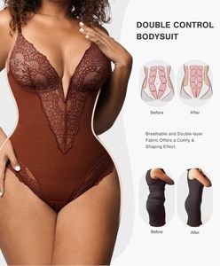 <span class=keywords><strong>Body</strong></span> en dentelle pour femmes Tummy Control Shapewear Sleeveless Tops V-Neck Backless Camisole Jumpsuit Shaper - Product Image 4