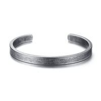 Bracelets de manchette ouverts rétro vintage pour hommes Bracelet de manchette en argent antique de 6mm de largeur pour hommes et femmes