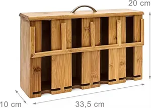 Dispensador de Bolsitas de Té Rectangular de Bambú Ecológico de Lujo, con Asa Metálica, Moderno, con 6 Compartimentos, para Almacenamiento de Alimentos - Product Image 2