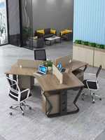 Meubles de bureau de luxe au design moderne, en bois, métal et acier, poste de travail cubique pour ordinateur de bureau pour 3 personnes