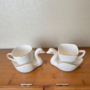 Swan Gilt-edged Coffee <b>Cup</b> Ceramic Swan fairy <b>Tea</b> Saucer Afternoon <b>Set</b> - Product Image 4