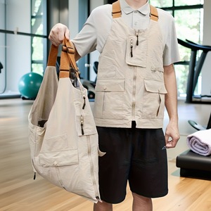 Gilet fonctionnel pour homme, kaki, grandes poches, vêtements de travail en plein air, vêtement de superposition, unisexe adulte - Product Image 1