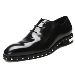 Pdep Luxe Zwarte Heren Formele Lederen Schoenen Metalen Zool Koeienhuid Oxford Veters Puntige Neus Trouwjurk Schoenen Heren