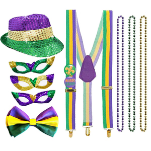 Haute qualité nouvelle-<span class=keywords><strong>orléans</strong></span> mardi Gras chapeaux vêtements boucles d'oreilles masque ensemble mardi Gras perles pour Mardi Gras fête décoration - Product Image 5