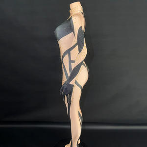 Nuevo disfraz <span class=keywords><strong>de</strong></span> cantante, Festival <span class=keywords><strong>de</strong></span> música, ropa <span class=keywords><strong>de</strong></span> fiesta, Bar, club nocturno, banda, discoteca, baile, modelo, pasarela, mono <span class=keywords><strong>de</strong></span> malla con diamantes <span class=keywords><strong>de</strong></span> imitación - Product Image 2