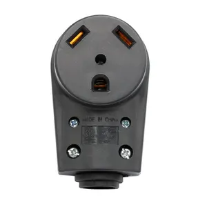 US 30 Amp Trailer Plug & Receptacle NEMA TT-30P placement Outlet NEMA TT-30R RV Plug with Handle Electric Angle Plug