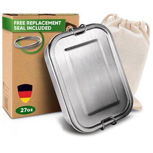 Bencircle CS05 Stainless steel food <b>storage</b> container, outdoor picnic box, food-grade office lunch box, double-locking lunch box - Product Image 1