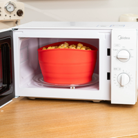 Pop-cornière pliable en silicone pour micro-ondes, grande capacité, avec couvercle, compatible lave-vaisselle