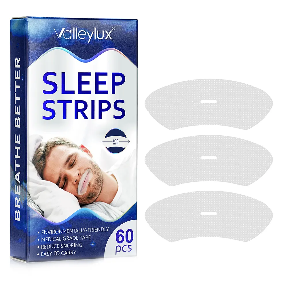 Valleylux แถบนอนหลับ60ชิ้นพรีเมี่ยม, ช่วยลดการนอนกรนได้ทันทีเทปปิดปากขนาดใหญ่สำหรับการนอนด้วยรู