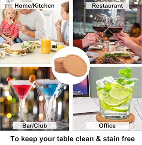 Sous-verres en liège pour boissons Sous-verres vierges absorbants pour lèvres résistants à la chaleur pour porte-verre à vin pour projets de bricolage artisanaux - Product Image 4