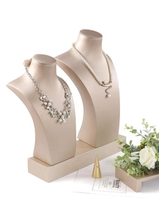 Élégant et luxueux : Ensemble de présentoirs personnalisables en forme de T à motif uni pour bijoux, boucles d'oreilles, colliers et joaillerie fine - Product Image 1