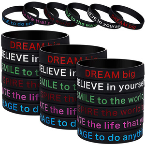 Pulsera de Silicona <span class=keywords><strong>con</strong></span> Frase Motivacional, Brazalete de Goma <span class=keywords><strong>con</strong></span> Logotipo Personalizado, Pedido al por Mayor OEM, Mensaje Inspirador para Eventos - Product Image 1