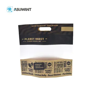 Packaging Chicken Eco-friendly Microwave Kraft Paper Foil Lined Stand Up Roasted Chicken Packaging With Matte Translucent Window