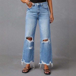 Nuevos Jeans de <span class=keywords><strong>Mujer</strong></span> para Primavera, Jeans Anchos con Borlas y Agujeros Desgastados para <span class=keywords><strong>Mujer</strong></span> - Product Image 4