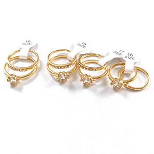 KC Gold Plated Double Layer Cubic Zirconia <b>Rings</b> Shiny CZ Inlaid Thin Band <b>Couple</b> Promise Finger <b>Rings</b> - Product Image 3