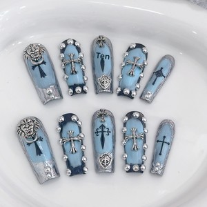 Uñas Postizas Hechas a Mano Estilo Y2K para Chicas Modernas, Diseño <span class=keywords><strong>Dulce</strong></span> y Genial con Corazón Abigail - Product Image 4