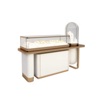 Vitrine de présentation de montres et bijoux ronde en or de luxe Maxsen avec éclairage LED, dimensions personnalisables