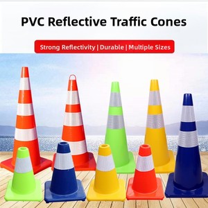 Cono de carretera de PVC reflectante pequeño de 30cm, cono de seguridad de 70cm, Cubo de helado y cono de barricada para seguridad vial y advertencia - Product Image 2