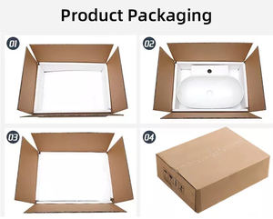 <span class=keywords><strong>2025</strong></span> כיור קרמיקה דגם חדש חדר רחצה גדול פורצלן גדול משטח שולחן אמבטיה עם שחור זהוב ואהוב - Product Image 6