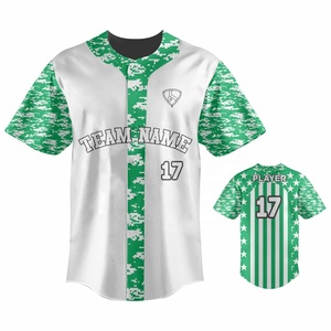 Camisetas Deportivas PIHA SPORTS para Hombre y Mujer, con Logotipo Personalizado, de Verano, para Béisbol, con Rayas, Botones, Manga Corta, Cuello en V, de Poliéster/Algodón - Product Image 1