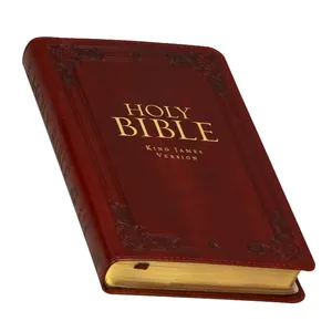 Cuero de la Pu de alta calidad Tapa dura la versión del Rey James Biblia Impresión de libro de papel de servicio