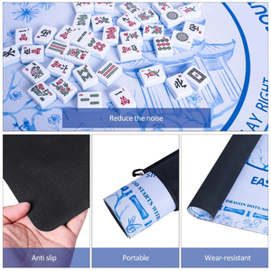 Premium American Mahjong Mat with Charleston Guide Non-Slip Rubber Backing Floral Pattern Mahjong <b>Table</b> Pad Cover&Travel Bag - Product Image 4