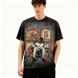 Tùy chỉnh rửa T-Shirt Quá khổ, Heavyweight cổ điển rửa axit TEE cho DTG/dtf in, phong cách retro - Product Image 3