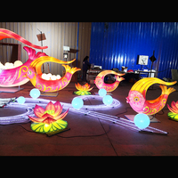Lanterne LED en soie pour le Festival chinois, motifs de fleurs et dessins animés