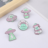 Mode créatif Alien chat vaisseau spatial alliage broche dessin animé chat sac à dos Badge personnalité tout match sac à dos vêtements accessoires
