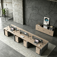 Bureau de travail commercial pour deux personnes avec fente pour carte d'employé, ensemble chaise et bureau d'ordinateur en PVC, design moderne