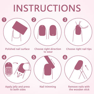 30 Piezas/Caja de <span class=keywords><strong>Uñas</strong></span> de Gel Postizas Autoadhesivas de Fábrica Estilo Francés, Puntas Cuadradas Tipo Ataúd de Cobertura Completa en Acrílico de Diseño - Product Image 6