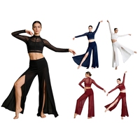 Costume de danse pour femmes, tenue de danse lyrique hip hop, haut court et pantalon long, vêtements de danse pour spectacles de danse moderne, cours