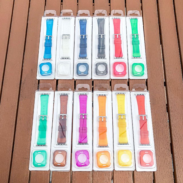 2 in 1 Sport Rubber Wrist Watch Strap 38/40mm 42/44mm Watch Bands Protector Case for Apple IWatch Series