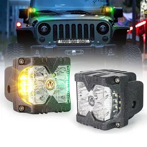 OVOVS LED Side Shooter Lights with Yellow & Green Dual Color Strobe Work Lights for Truck Farm Tractor ATV UTV Boat 4x4