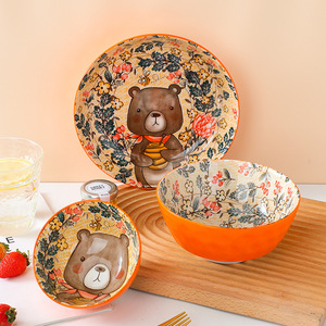 Tazón de Arroz de Cerámica Creativo con Esmalte Bajo, Tazón de Sopa con Diseño de Animales del Bosque, Tazón de Desayuno Bonito, Regalo de Inauguración para el Hogar - Product Image 4