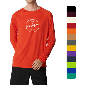 Logo personnalisé OEM 170 GSM tricoté polyester chemises de sport raglan à manches longues décontractées à séchage rapide pour hommes col rond pour homme - Product Image 1