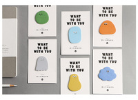 LABON Blocs-notes adhésifs créatures Kawaii, blocs mémo à expressions, autocollants de journal auto-adhésifs de formes uniques pour la décoration de bureau et les cadeaux