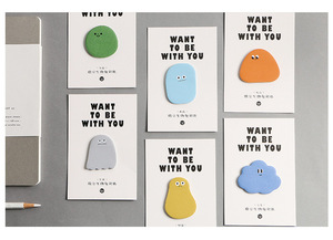 LABON Blocs-notes adhésifs créatures Kawaii, blocs mémo à expressions, autocollants de journal auto-adhésifs de formes uniques pour la décoration de bureau et les cadeaux - Product Image 6