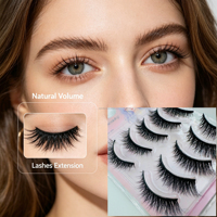 Vente en gros de faux cils longs à paillettes, 5 paires, en fourrure de vison synthétique, cils 3D