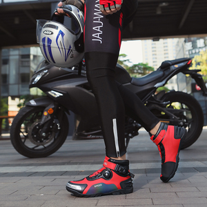 Chaussures de <span class=keywords><strong>Moto</strong></span> et Vélo de Route Tendance Jeune en Cuir, à <span class=keywords><strong>Talon</strong></span> Plat, Semelle Crantée en Caoutchouc, Frein Intégré, Bottes de <span class=keywords><strong>Moto</strong></span> Étanche - Product Image 4