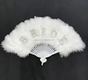 Éventail de Mariée Vintage avec Perles et Plumes, Pliant, pour Mariage et Enterrement de Vie de Jeune Fille - Product Image 4