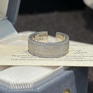 S925 Pure Silver Brushed <b>Ring</b> Niche Design Simple Fashionable Medieval Heavy Industry Vintage <b>Open</b> <b>Ring</b> with Inlay Shell Setting - Product Image 5