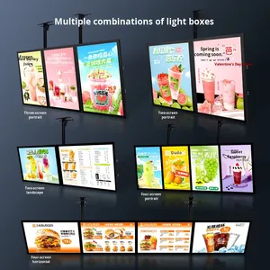 Caja LED ultrafina para TV montada en la pared, <span class=keywords><strong>cartel</strong></span> magnético de aluminio, tablero de visualización <span class=keywords><strong>luminoso</strong></span> para hamburguesa, tienda de té con leche, <span class=keywords><strong>publicidad</strong></span> - Product Image 3